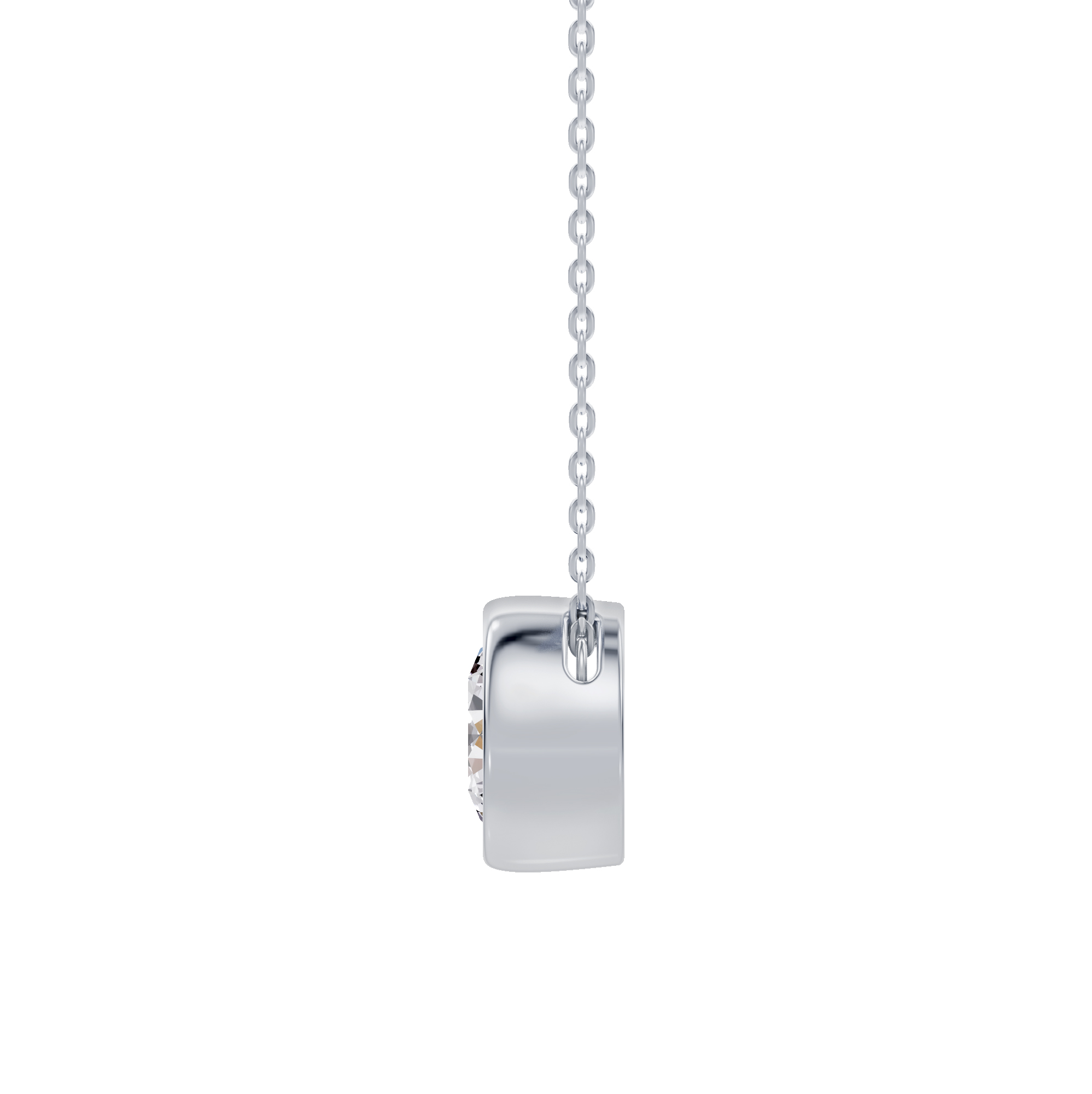 14K White Gold Floating Round Lab Diamond Bezel Pendant